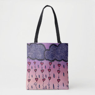 Tote Bag Nuages mignons, coeurs et gouttes de pluie