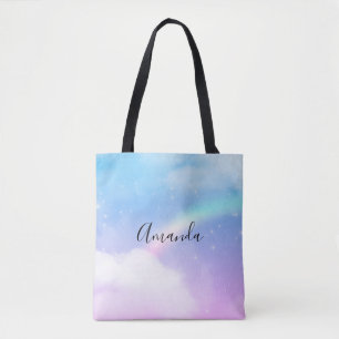 Tote Bag Nuages pastel magiques et arc-en-ciel