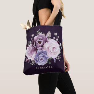 Tote Bag Nuances de pourpre Dusty Blooms Bridesmaid