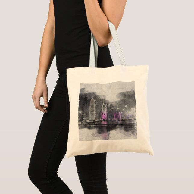 Tote Bag Nuit aquarelle Qatar (Devant (produit))