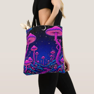 Tote Bag Nuit de forêt de champignons psychédélique