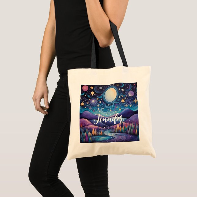 Tote Bag Nuit lunaire Big Moon Paysage (Devant (produit))