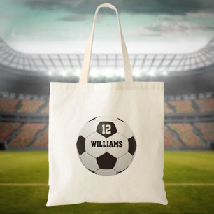 Tote Bag Numéro de nom personnalisé Soccer Ball