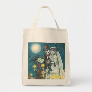 Tote Bag Nuptiaux de cimetière SKELETON MARIAGE GROCERY FOU