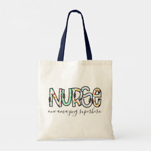 Tote Bag Nurse One Amazing Superhero Modern Typography