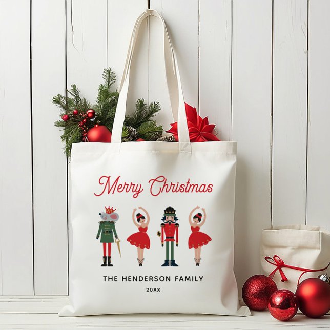 Tote Bag Nutcracker Nom personnalisé Joyeux Noël (Créateur téléchargé)
