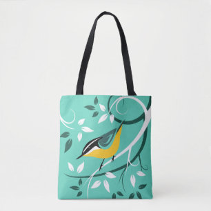 Tote Bag Nuthatch rouge stylisé