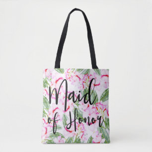 Tote Bag Oasis botanique tropical rose et vert Demoiselle d