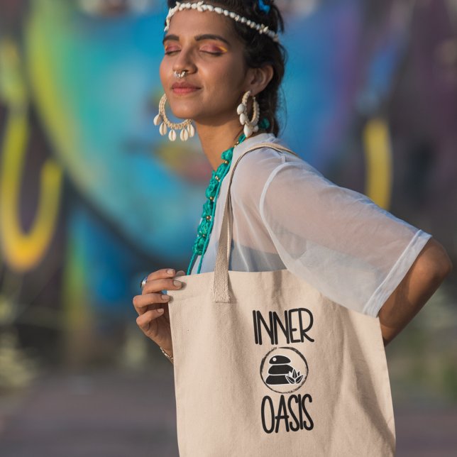 Tote Bag Oasis intérieur méditation Yoga Boho spirituel (Shop now and find your inner peace on the go!)