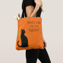 Tote Bag Observateur de la nuit - Chat noir d'Halloween