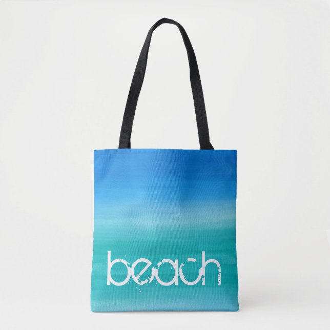 Tote Bag Océan Aquarelle Plage Bleu Vert (Devant)