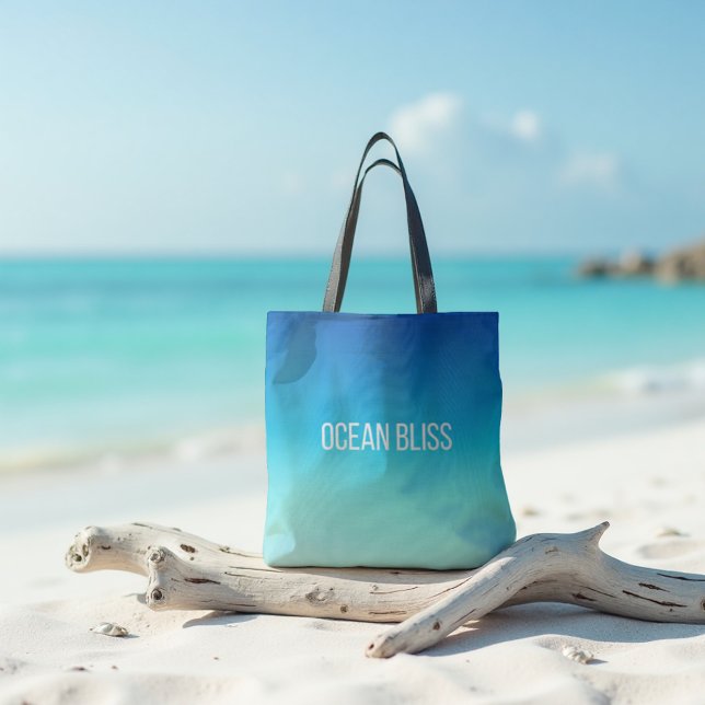 Tote Bag Ocean Bliss - Moderne Blue Gradient (Ocean Bliss Gradient Tote. Blue and seafoam calm for your everyday style.)