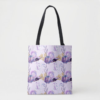 Tote Bag Ocean Purple cadeau d'enveloppement de la mer Feui