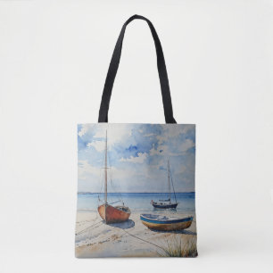Tote Bag "Ocean Retreat". Un Paysage Coloré De Bateau Seren