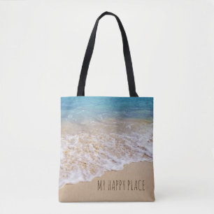 Tote Bag océan tropical turquoise avec surf