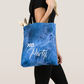 Tote Bag Ocean waves Pool Party bleu eau blanche personnali