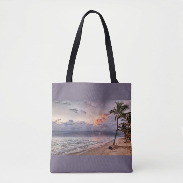 Tote Bag Ocean Waves Sandy Beach Sunset (Devant)
