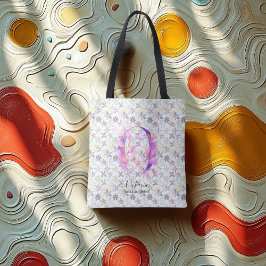 Tote Bag Octavia's Elegant Floral Monogram Bloom Design - O