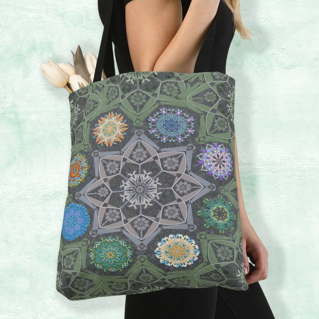Tote Bag Octo plus brillant arabesque Moorisque Pierre vert (Créateur téléchargé)