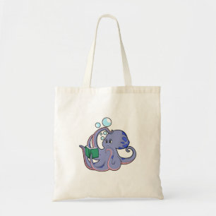 Tote Bag Octopus à la lecture avec livre