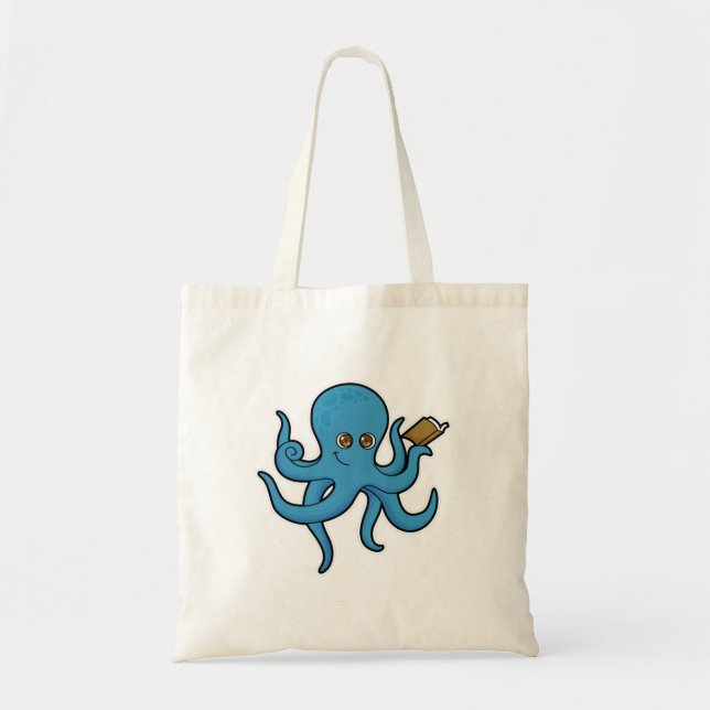 Tote Bag Octopus avec livre (Devant)