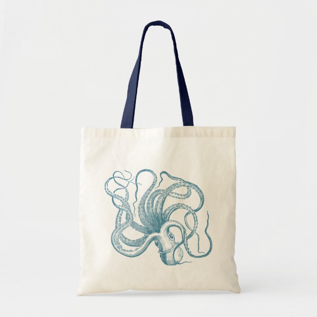 Tote Bag Octopus bleu (Devant)