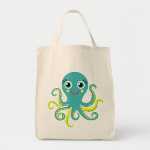 Tote Bag Octopus bleu et jaune