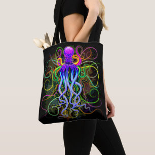 Tote Bag Octopus Luminescence psychédélique