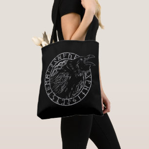 Tote Bag Odin Raven Crow Viking Mythologie runes runes runi