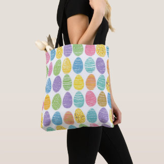 TOTE BAG OEFS DE PÂQUES VERT JAUNE BLEU VIOLET ROSE