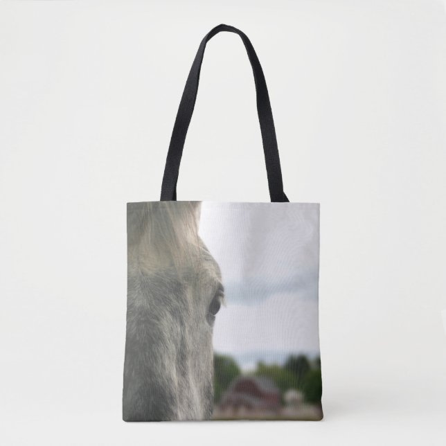 Tote Bag Oeil de Cheval Brouillon gris pomme (Devant)