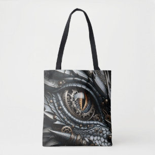 Tote Bag Œil de dragon Steampunk en gros plan Ai Art
