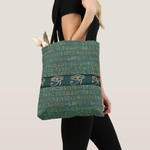 Tote Bag Oeil vert de Ra Mysteriuos Hiéroglyphes égyptiens