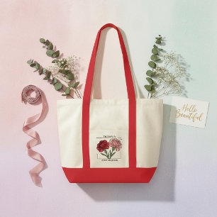 Tote Bag Œillet de janvier personnalisé Fleur de naissance