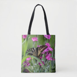 Tote Bag Oeillet rose et papillon jaune de machaon