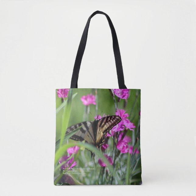 Tote Bag Oeillet rose et papillon jaune de machaon (Devant)