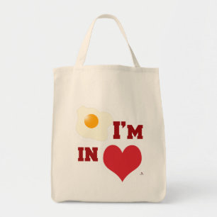Tote Bag Oeuf frit Je suis dans l'amour amusant Coeur épopé