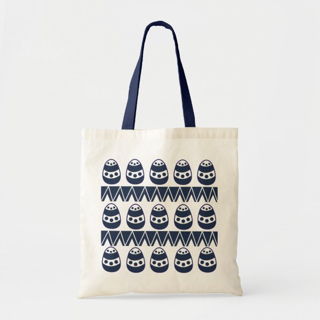 Tote Bag Oeufs de Pâques Chevron Stripes heureux Motif de P (Devant)