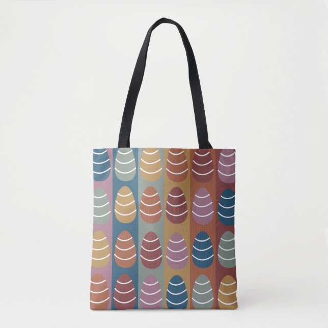 Tote Bag OEufs de Pâques colorés Grèves Motif Joyeux Pâques (Devant)