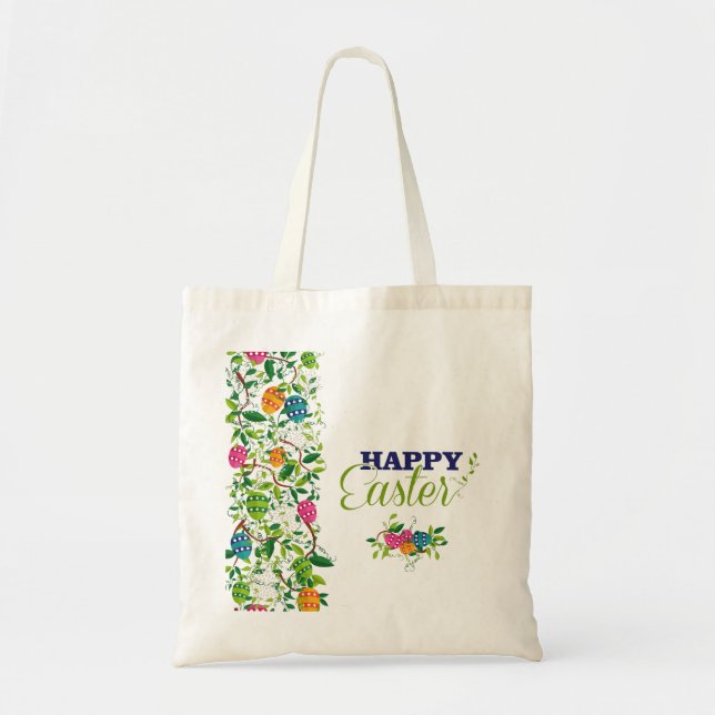 Tote Bag Oeufs de Pâques & Fleurs de Printemps Conception (Devant)