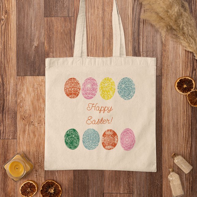Tote Bag Oeufs ukrainiens Pysanky Décorés Joyeux Pâques (Créateur téléchargé)