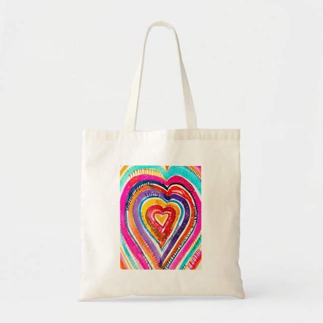 Tote Bag OEuvre d'aquarelle du coeur (Devant)
