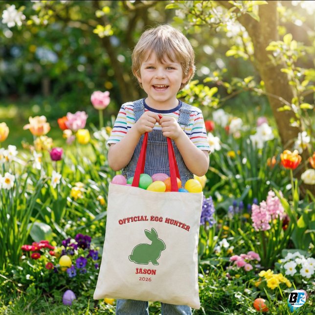 Tote Bag Official Egg Hunter Personalized Green Bunny Easte (Créateur téléchargé)
