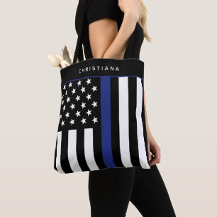 Tote Bag Officier de police de la ligne bleue mince personn