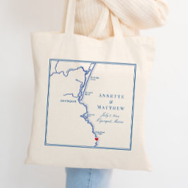 Tote Bag Ogunquit Maine Map Mariage élégant Bienvenue