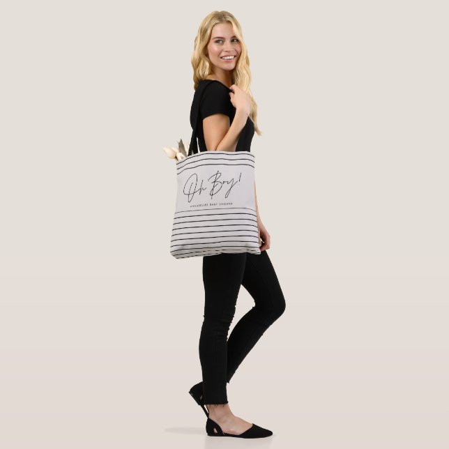 Tote Bag Oh garçon Baby shower crème géométrique élégant (Sur le modèle)