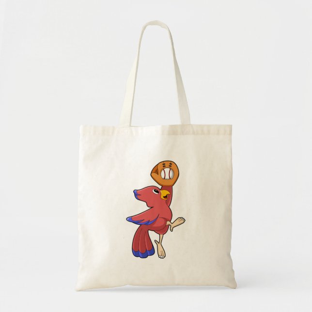 Tote Bag Oiseau au baseball avec gant de baseball (Devant)