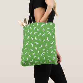 Tote Bag Oiseau blanc vert