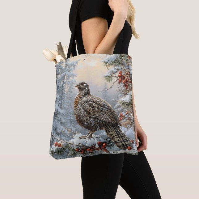 Tote Bag Oiseau dans le paysage neigeux (De près)