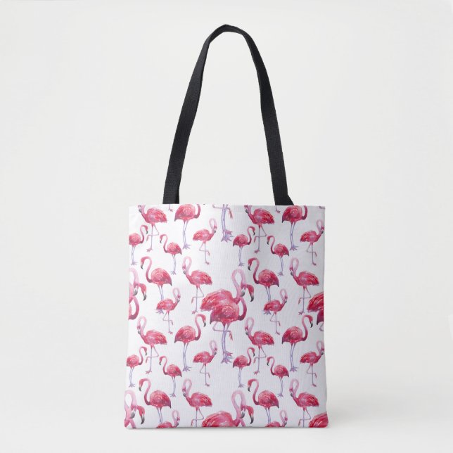 Tote Bag Oiseau d'aquarelle de Flamant rose exotique (Devant)